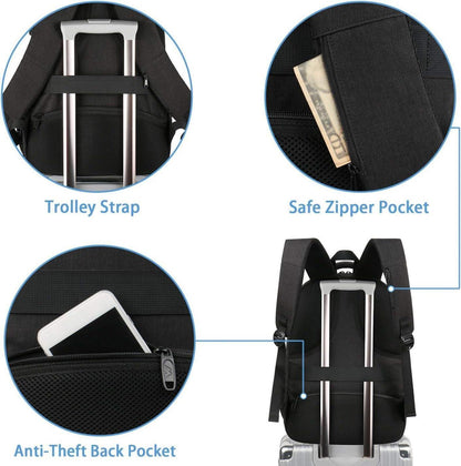 Laptop Rucksack Herren 15,6 Zoll USB Business Reise Schwarz