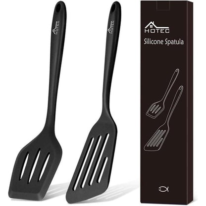 Silikon Pfannenwender-Set 2 Stück Schwarz, hitzebeständig