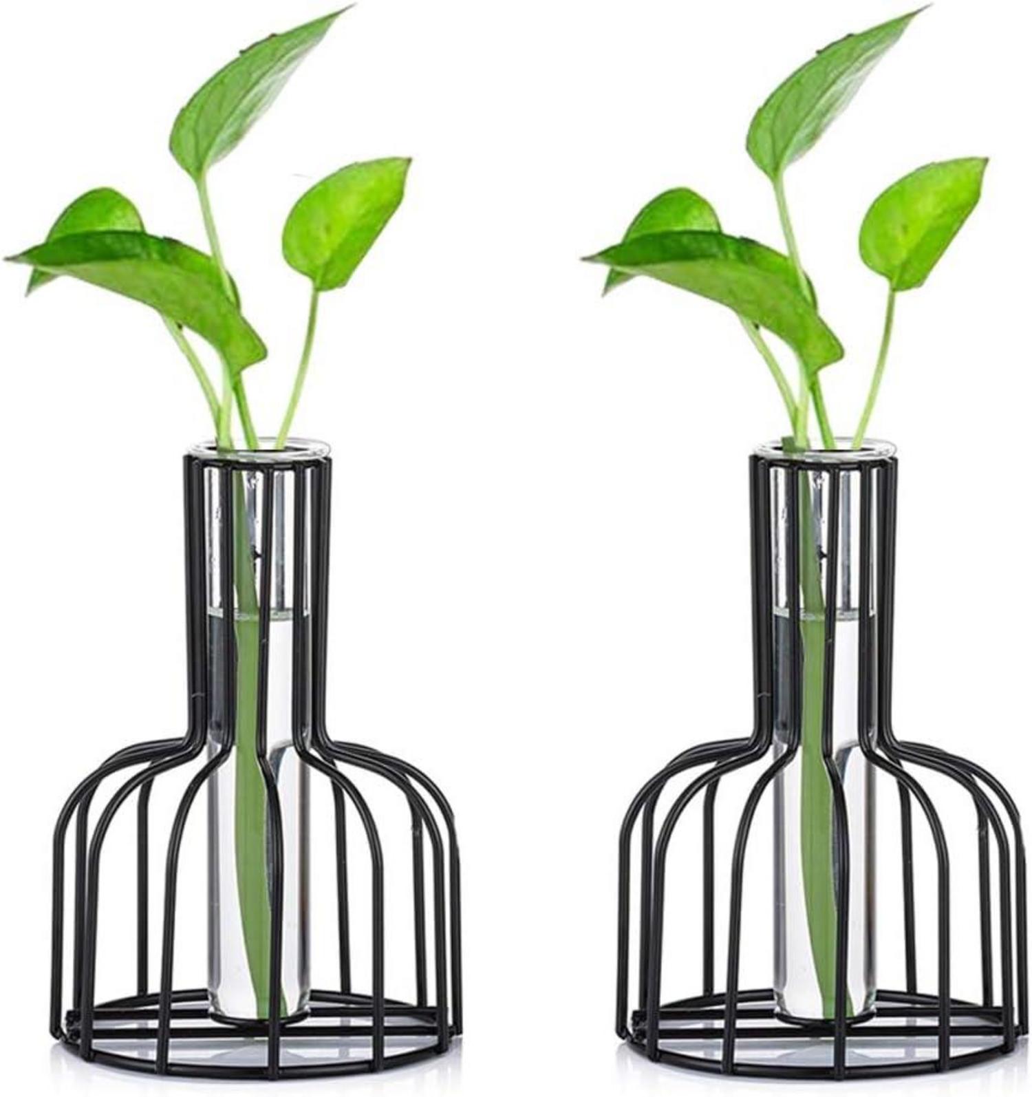 Mini Glasvasen Set Schwarz für Tischdeko Blumen Hochzeit
