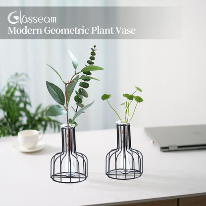 Mini Glasvasen Set Schwarz für Tischdeko Blumen Hochzeit
