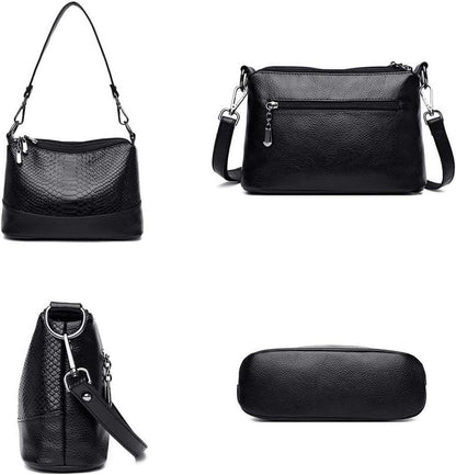 Damen Umhängetasche aus PU-Leder Elegant Henkeltasche 16x26x9cm
