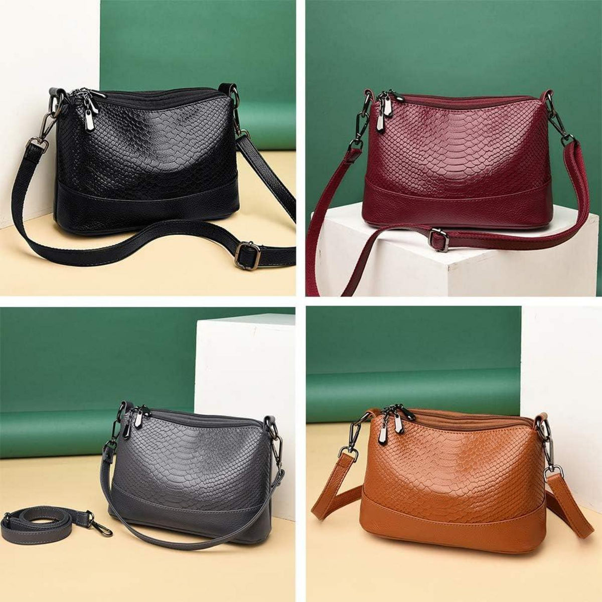 Damen Umhängetasche aus PU-Leder Hobo Schultertasche Elegant