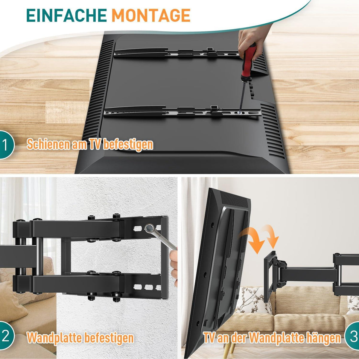 TV Wandhalterung für 26-65 Zoll TV, bis 40kg, VESA