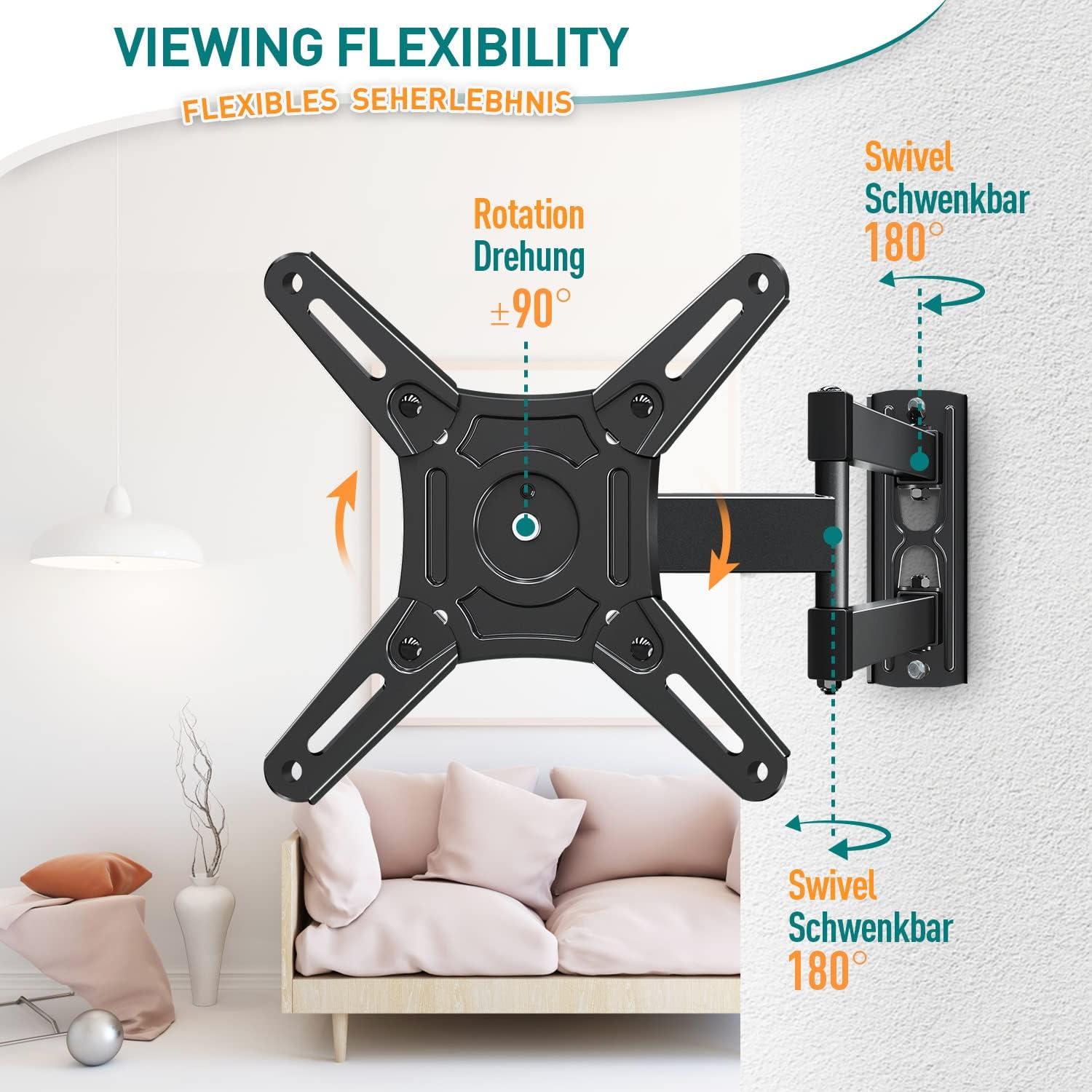 TV Wandhalterung Schwenkbar Neigbar Ausziehbar für 14-42 Zoll Fernseher bis 15kg