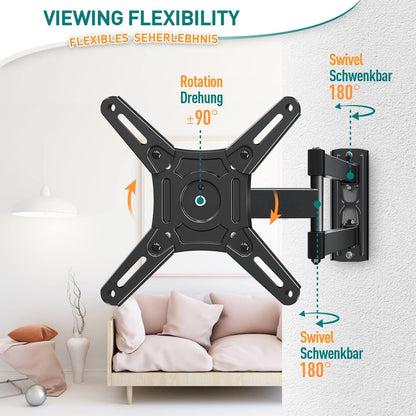 TV Wandhalterung Schwenkbar Neigbar Ausziehbar für 14-42 Zoll Fernseher bis 15kg