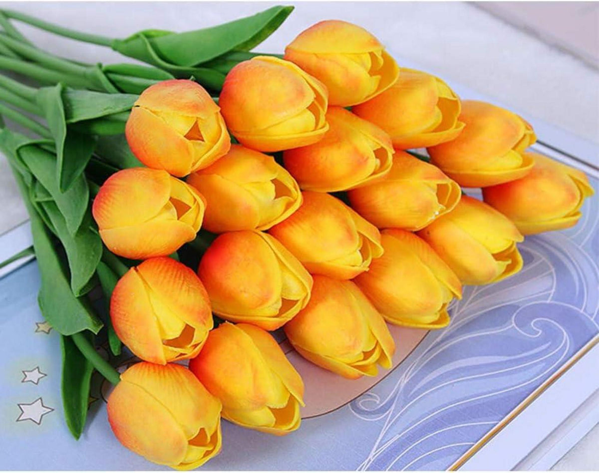 Künstliche Tulpen 20 Stück Rosa Hochzeitssträuße PU Blumen Bouquet