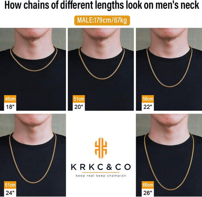 Herren Panzerkette Cuban Link 18K Gold Edelstahl 55.9cm