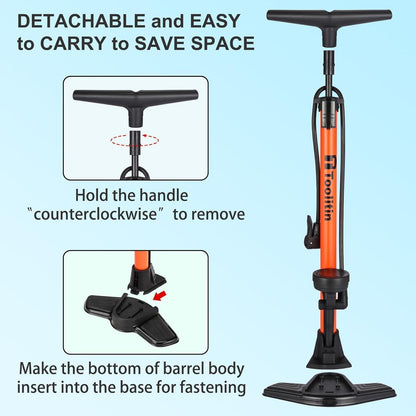 Hochdruck Fahrradpumpe mit Manometer für Presta- und