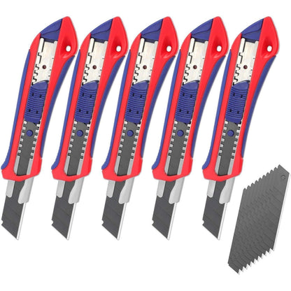 Cuttermesser Set 18mm SK5 20 Ersatzklingen Gummigriff Papier