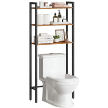 3-stöckiges Toilettenregal, platzsparend, Vintagebraun-Schwarz
