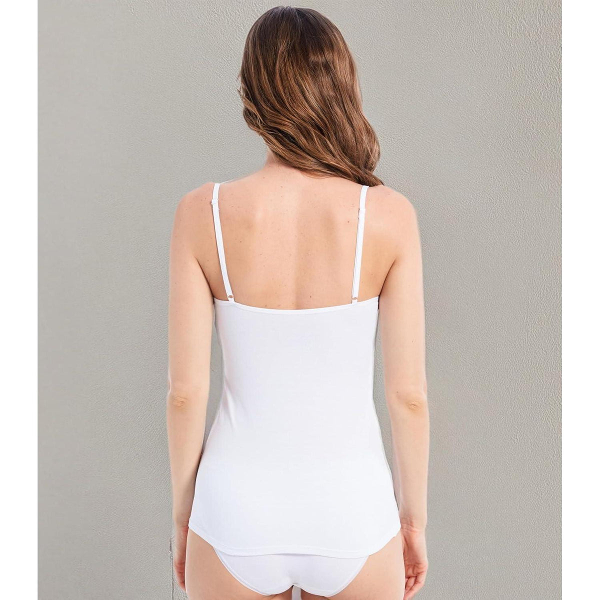 Damen Spaghetti Tops 4er-Pack Slim Fit Baumwolle Weiß M