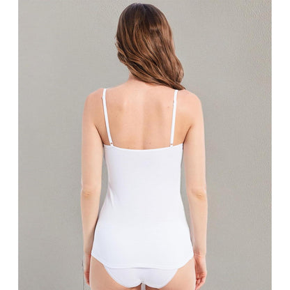 Damen Spaghetti Tops 4er-Pack Slim Fit Baumwolle Weiß M