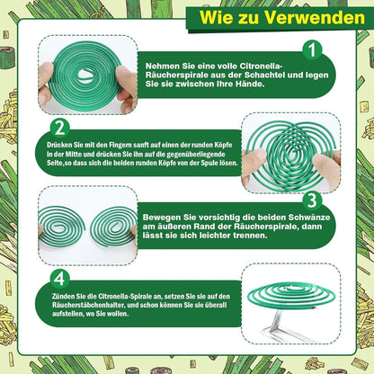 Citronella Räucherspiralen für Innen & Außen, 48 Stück