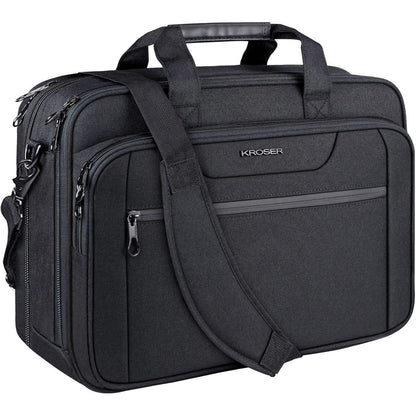 KROSER 18 Zoll Laptop Tasche Erweiterbare Aktentasche Wasserdicht Schwarz
