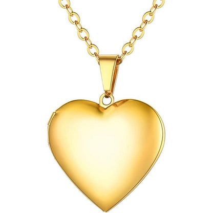 U7 Damen Medaillon Herz Anhänger Halskette Gold-Foto-Schmuck