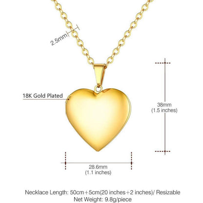 U7 Damen Medaillon Herz Anhänger Halskette Gold-Foto-Schmuck