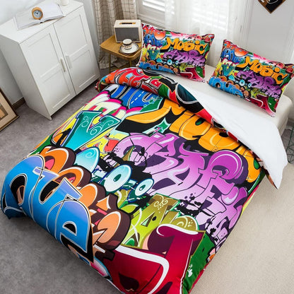 Bettwäsche Set Graffiti Style Kinder Hip Hop 135x200cm