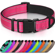 Gepolstertes Hundehalsband Neopren Nylon Reflektierend Verstellbar Hotpink S
