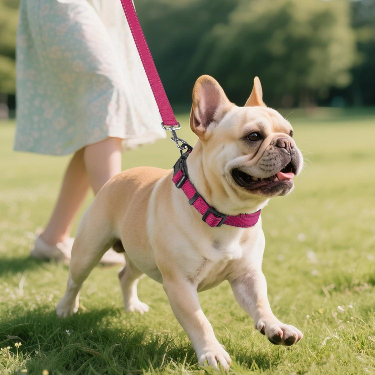 Gepolstertes Hundehalsband Neopren Nylon Reflektierend Verstellbar Hotpink S