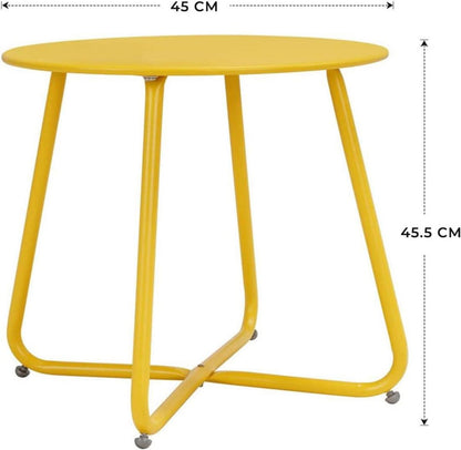 Gelber Outdoor Beistelltisch Stabil Leicht Rund Einstellbar Tragbar