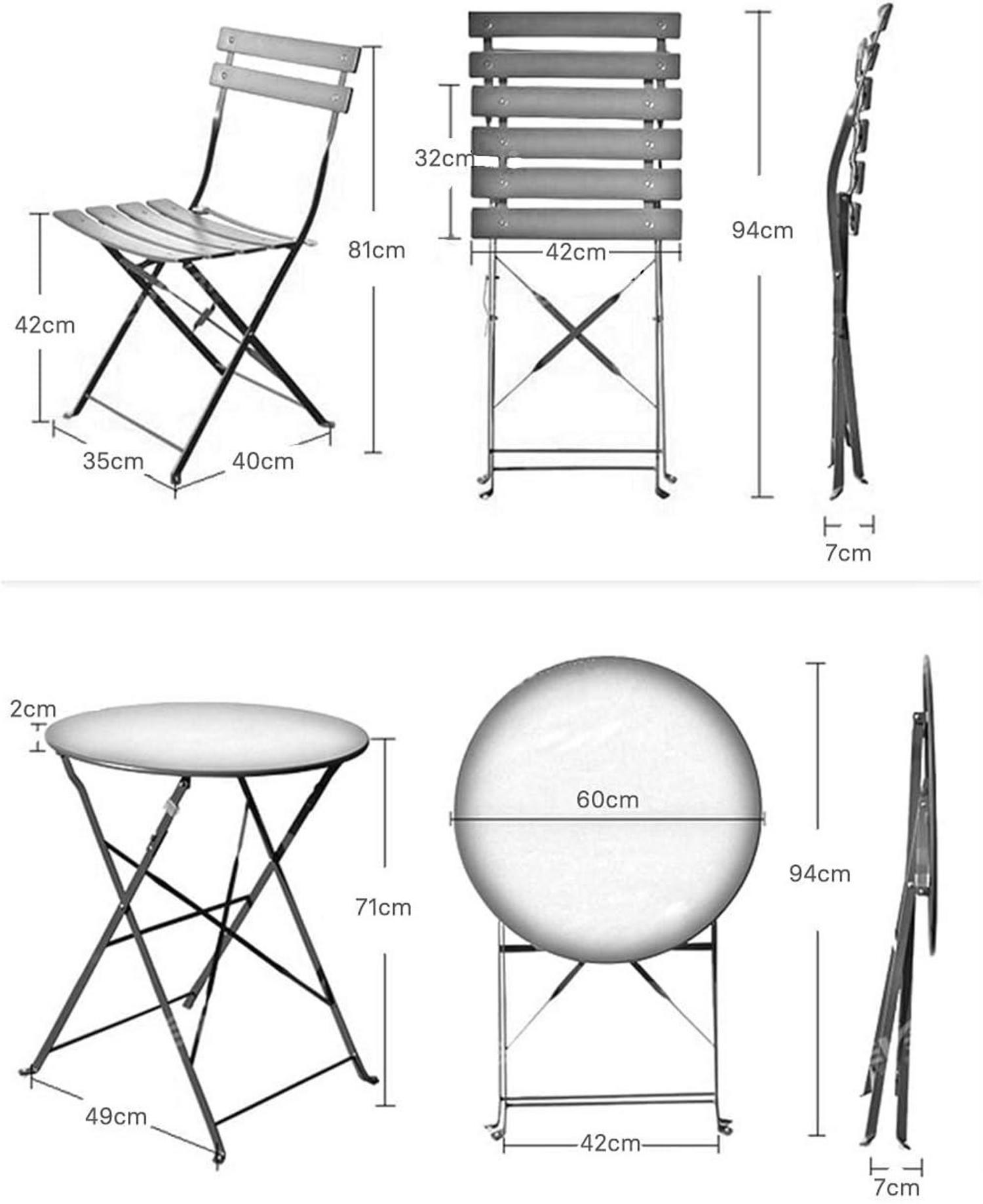 3-teiliges Bistro-Set, Gartenmöbel, Sitzgruppe 2 Stühle 1