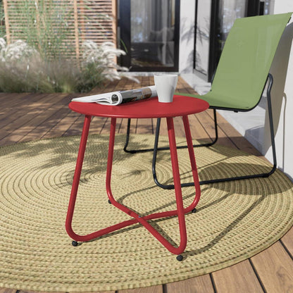 Beistelltisch Kaffeetisch Rund Garten Outdoor Stabil Leicht 45x45cm Rot