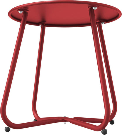Beistelltisch Kaffeetisch Rund Garten Outdoor Stabil Leicht 45x45cm Rot
