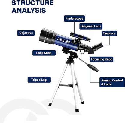 Teleskop für Kinder und Einsteiger Astronomie 70MM mit Stativ Basic