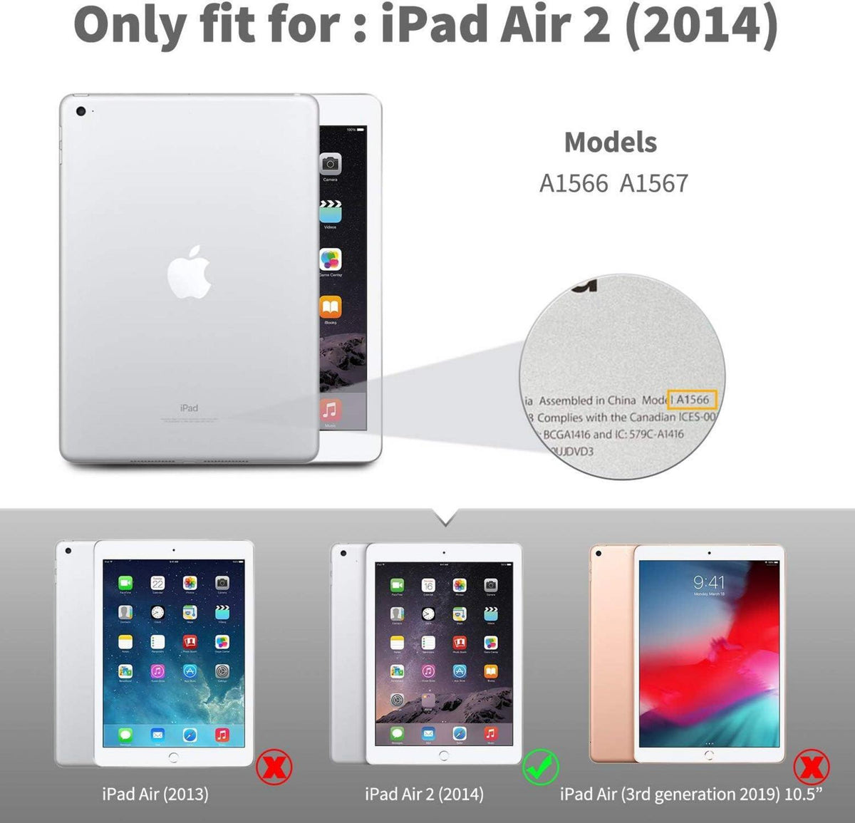 EasyAcc iPad Air 2 Hülle Ultra Dünn Matt Rückseite