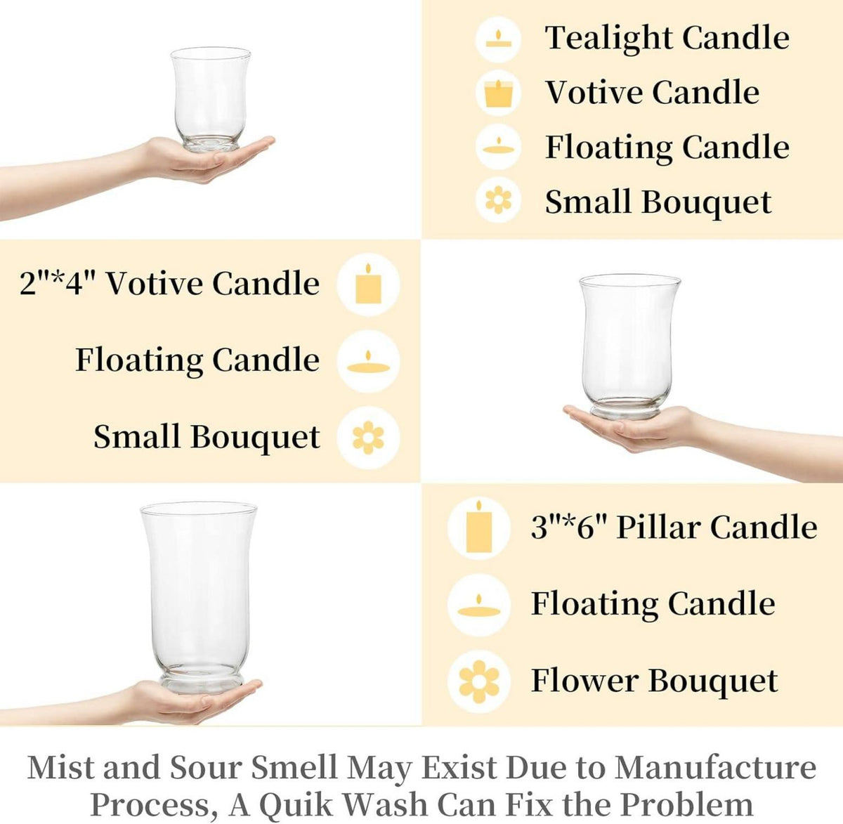 Glaskerzenhalter Set (3 Stück) Hurricane Candleholder Mehrfachverwendbar Elegantes Klarglas für Hochzeit & Wohnkultur