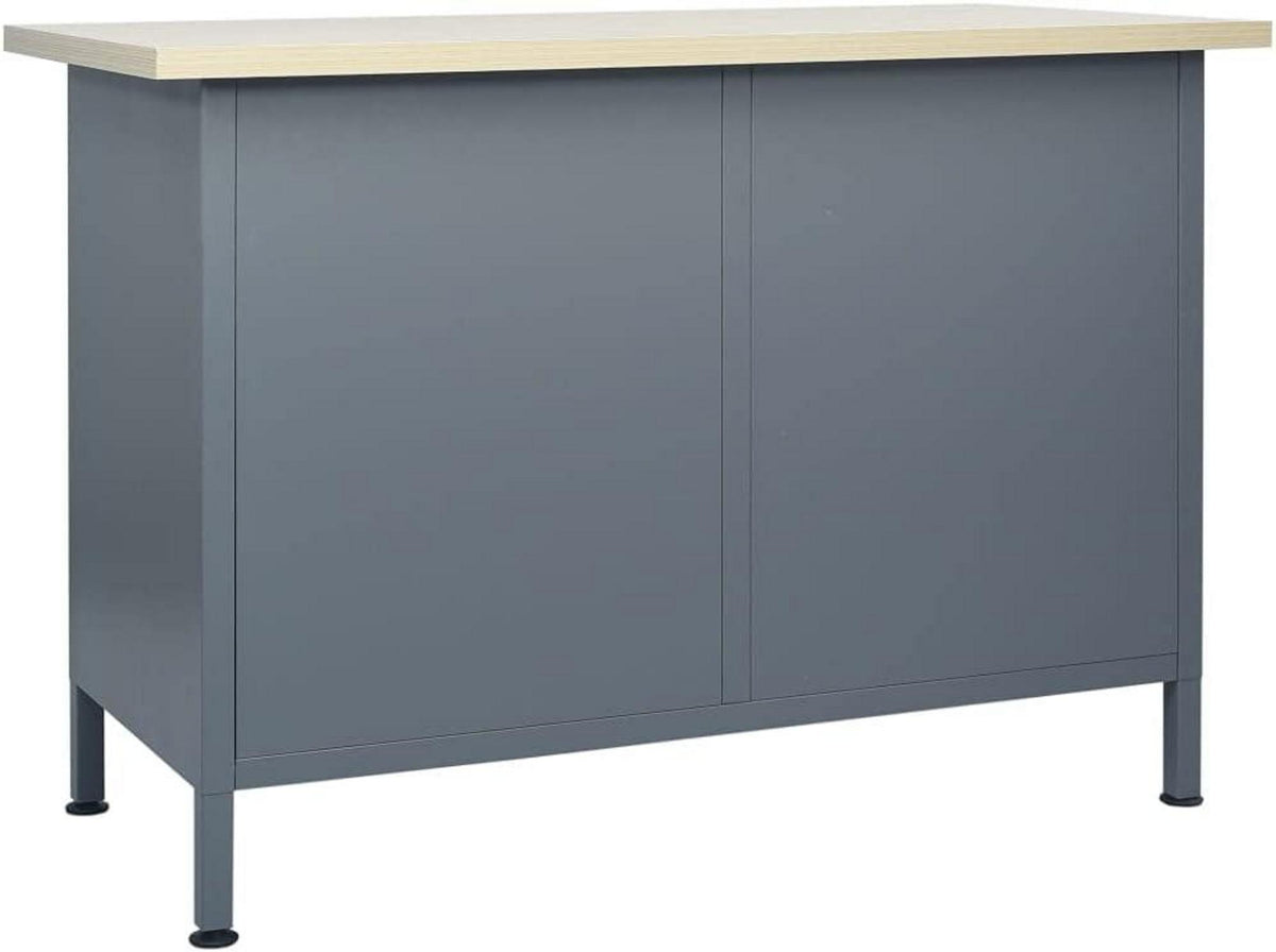 Werkbank mit Schubladen und Schränken Schwarz 120x60x85cm Stahl