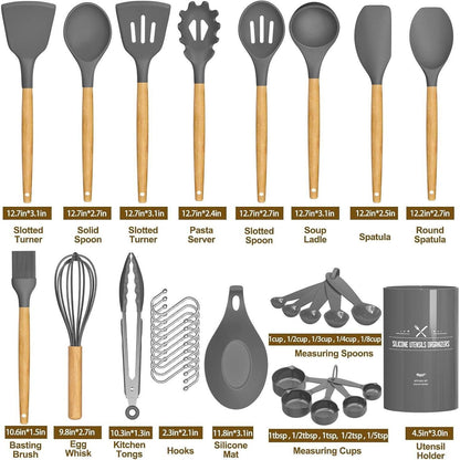Küchenutensilien-Set Silikon Holz 24-teilig