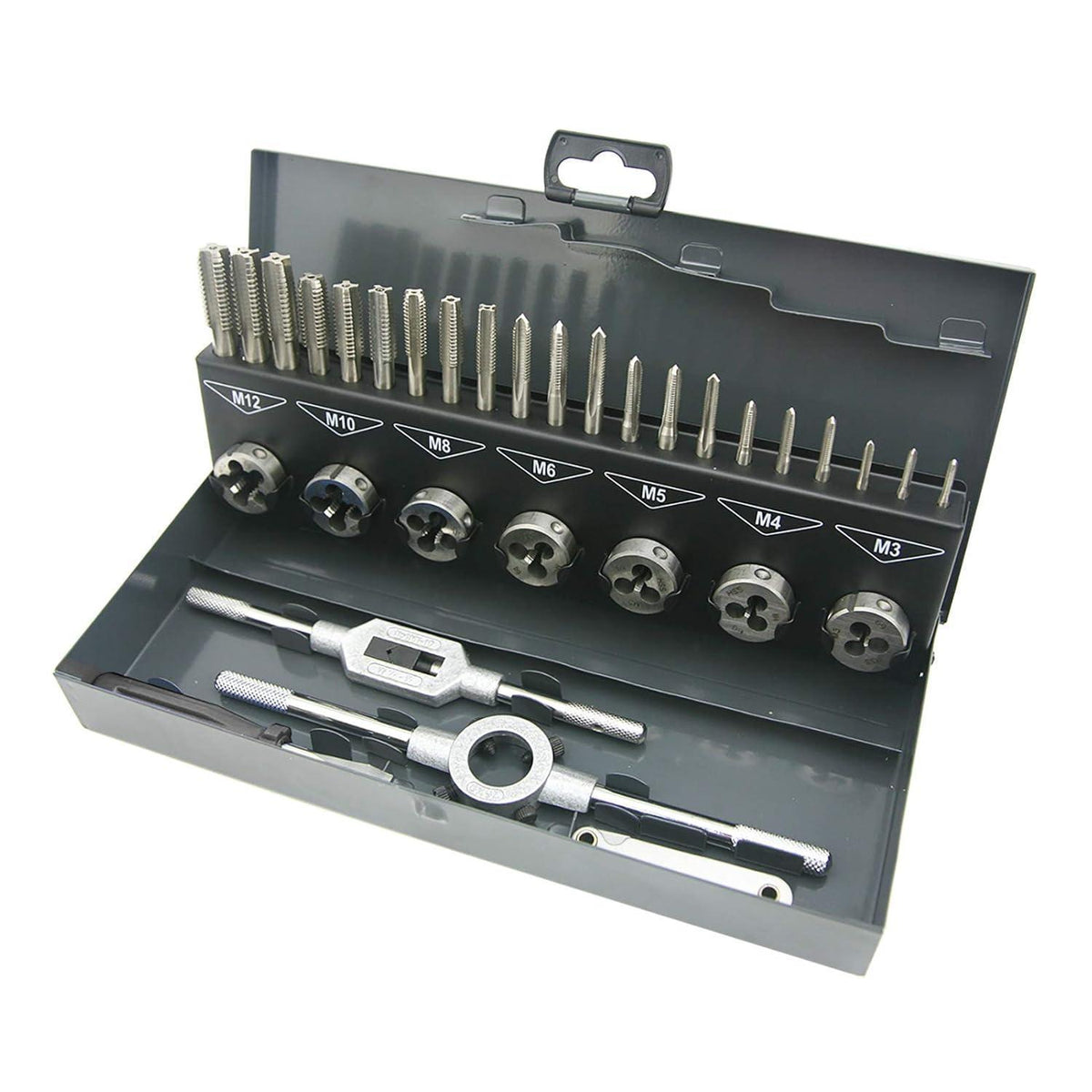 Gewindebohrer & Schneideisen Set M3-M12 HSS mit Metallkoffer