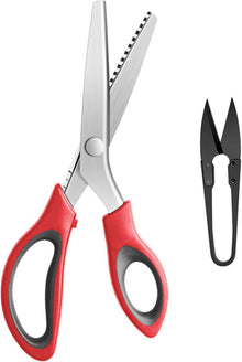 Professionelle Zick-Zack-Schere, 9 Zoll, gezahnte Klingen, Rot Schwarz