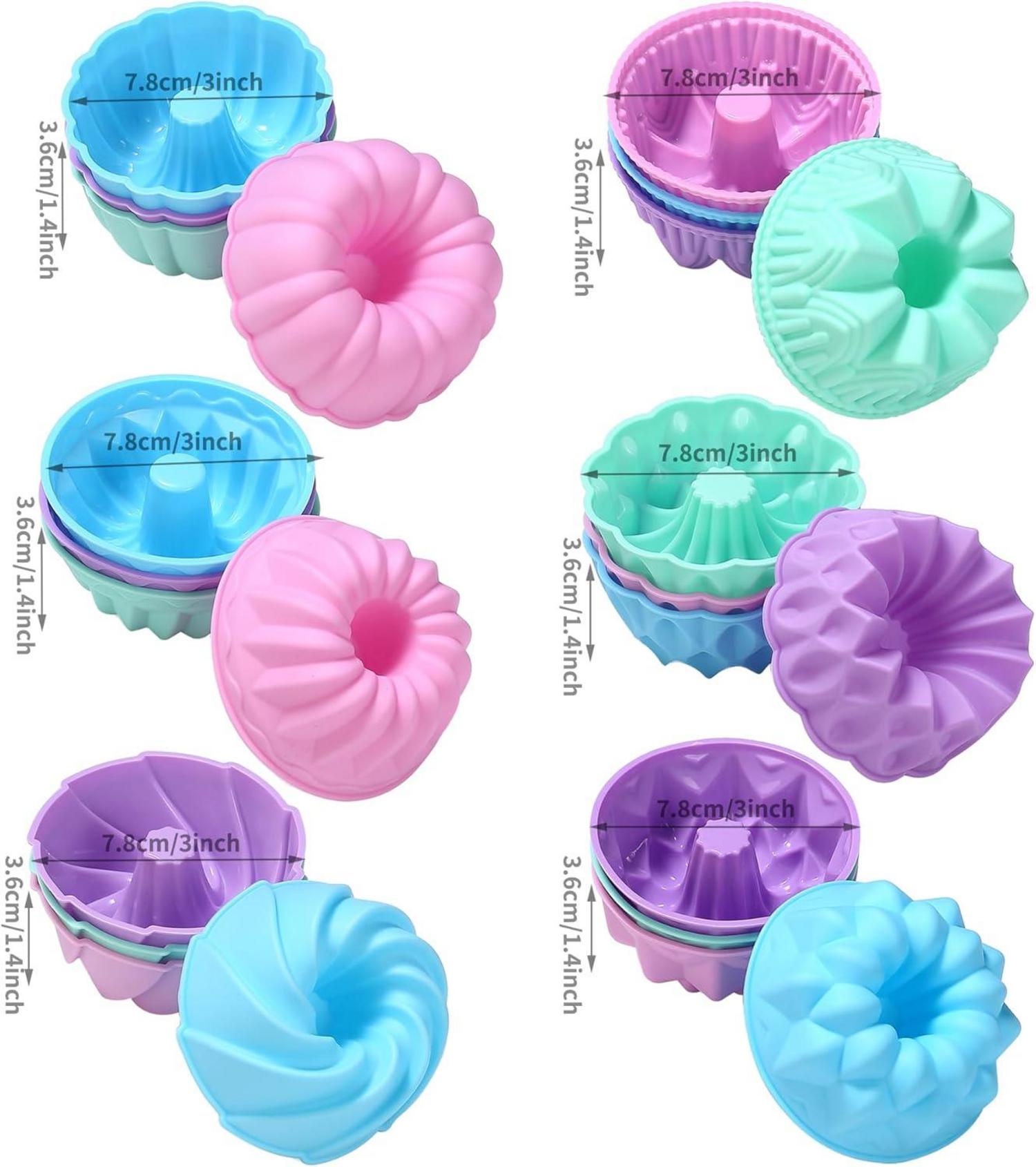 24Pack Silicone Donut Mold Baking Cups Pan Muffin Jello