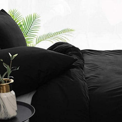 Bettwäsche Set 220x240 cm Schwarz Mikrofaser 110g/m² 2