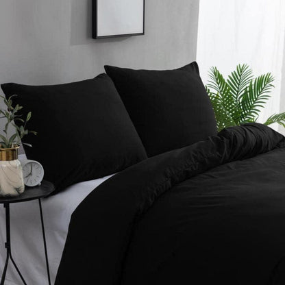 Bettwäsche Set 220x240 cm Schwarz Mikrofaser 110g/m² 2