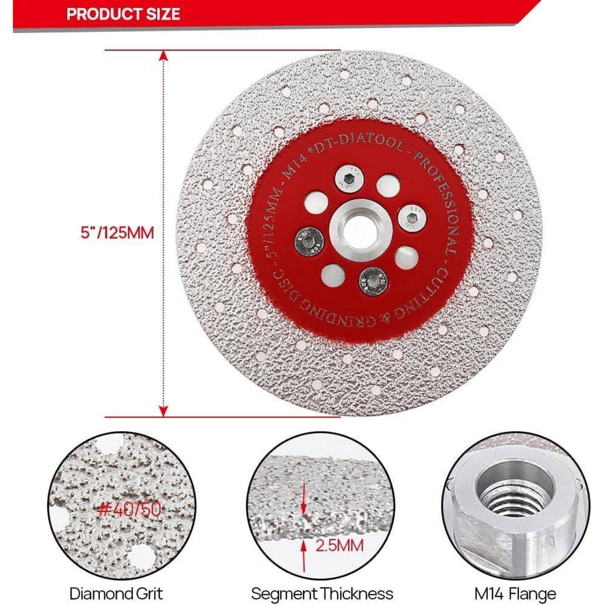 Diamant-Trennscheibe 2er-Set 125mm M14 für Stein