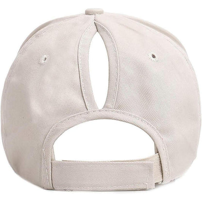 Basecap Damen Pferdeschwanz Baumwolle Beige | Sonnenschutz Kappe