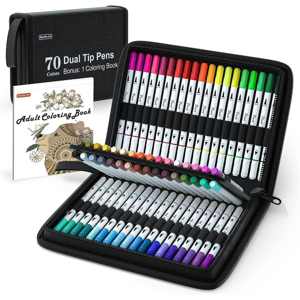 Doppelspitzen Pinselstifte, 70 Farben, Malbuch, Fineliner