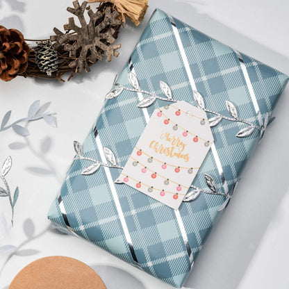 Silber-Blaues Glitter Geschenkpapierrolle - 4 Rollen