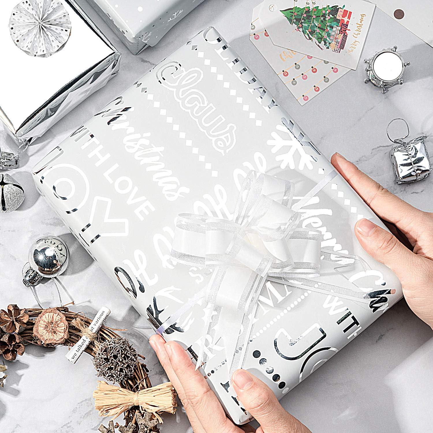 Silber-Blaues Glitter Geschenkpapierrolle - 4 Rollen