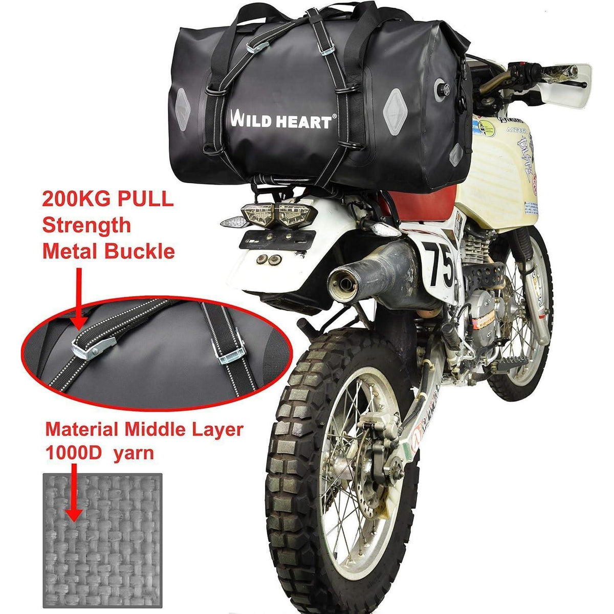 Wasserdichte Motorradtasche 55L/66L/77L – Robust & Vielseitig