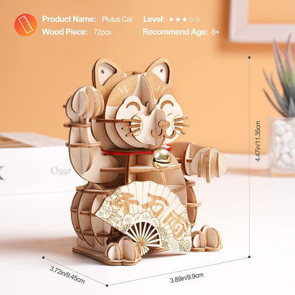 3D Holzpuzzle Plutus Katze DIY Modellbausatz Geschenk