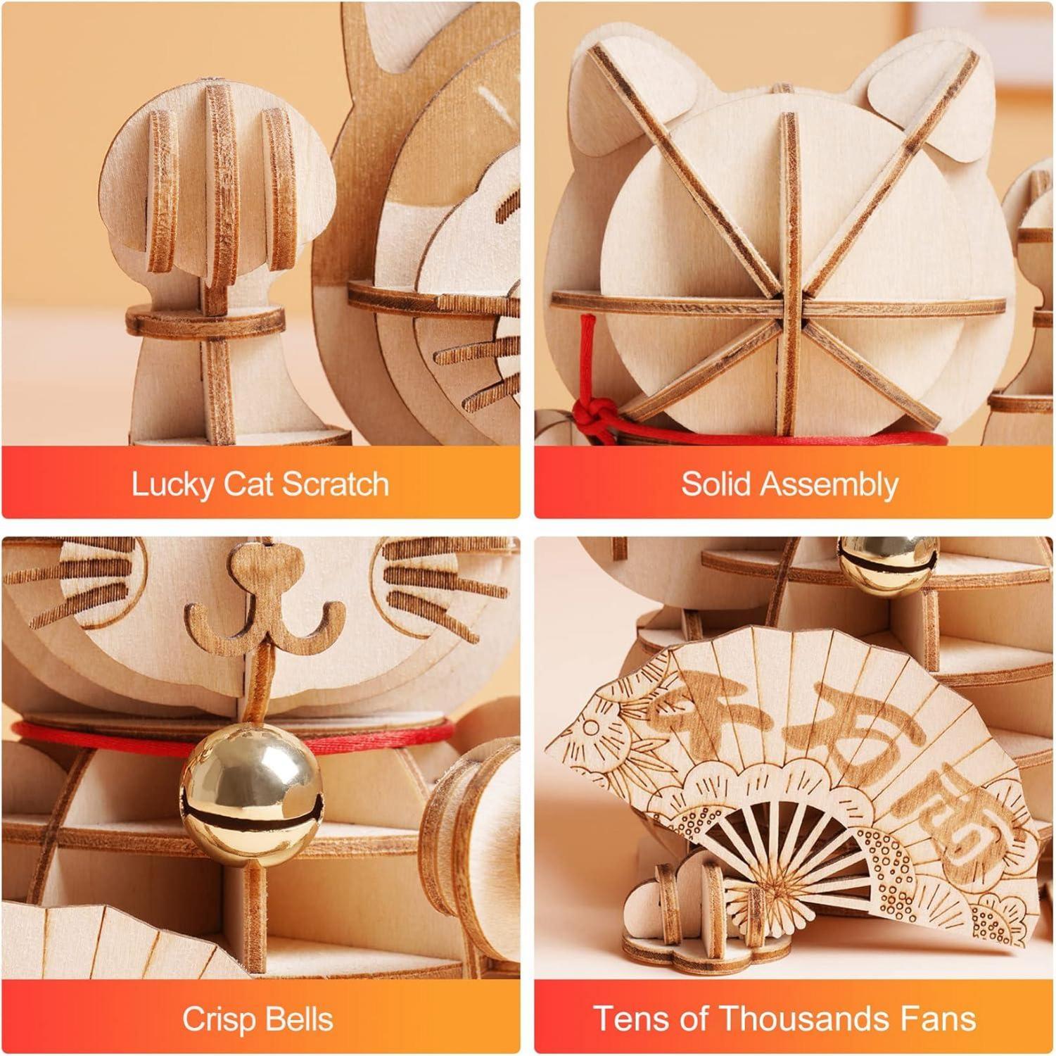 3D Holzpuzzle Plutus Katze für Erwachsene DIY Modellbausatz - Basteln, Geschenke, Dekoration