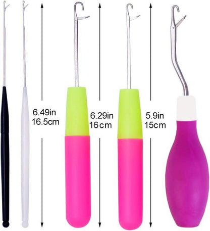 5er Häkelnadel Set für Haarverlängerung & Teppichherstellung