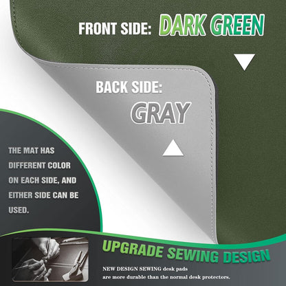 Upgrade PVC-Leder Tischunterlage 60x35cm wasserdicht dunkelgrün/grau