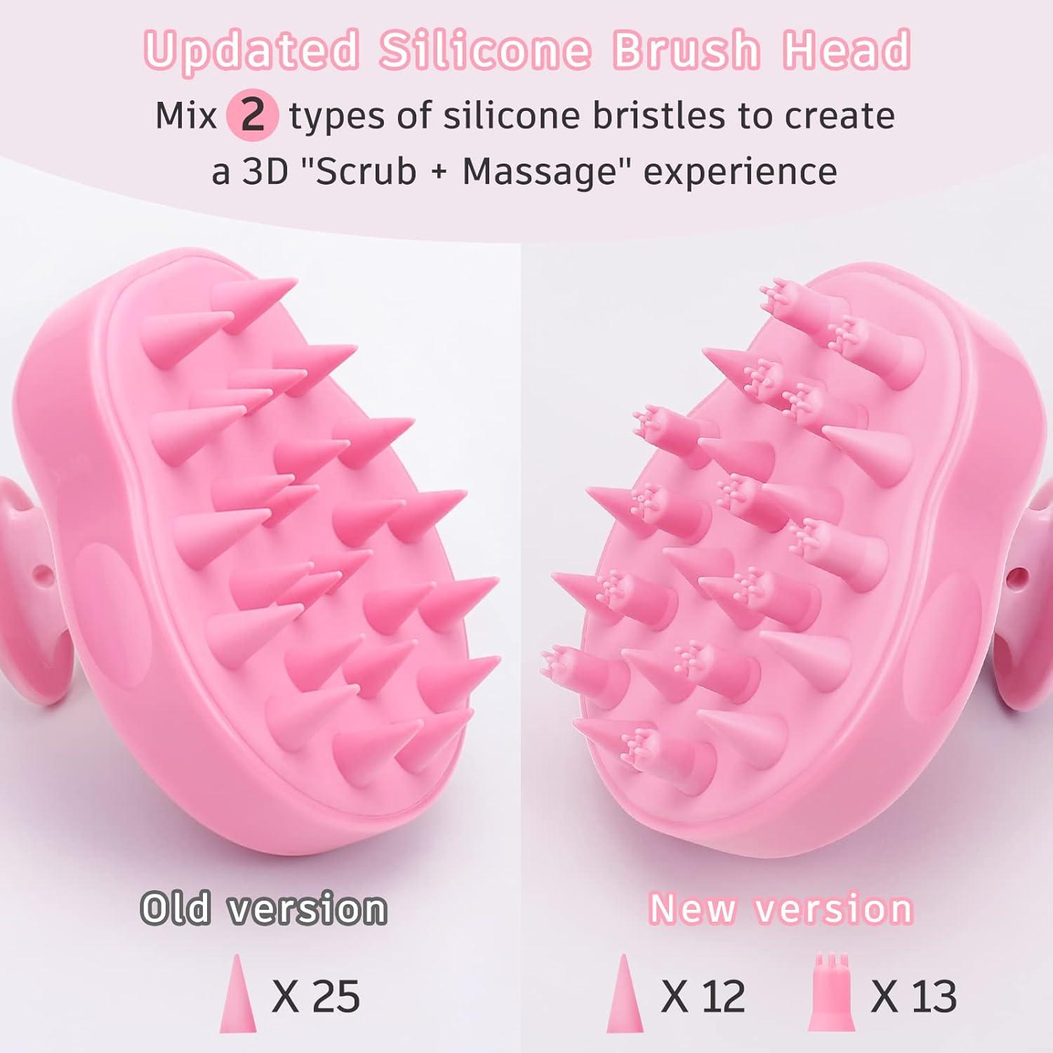 Kopfhautmassage Bürste Silikonborsten Haarwachstum Rosa