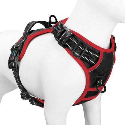 Verstellbares Hundegeschirr mit Griff und Reflektor, Schwarz S