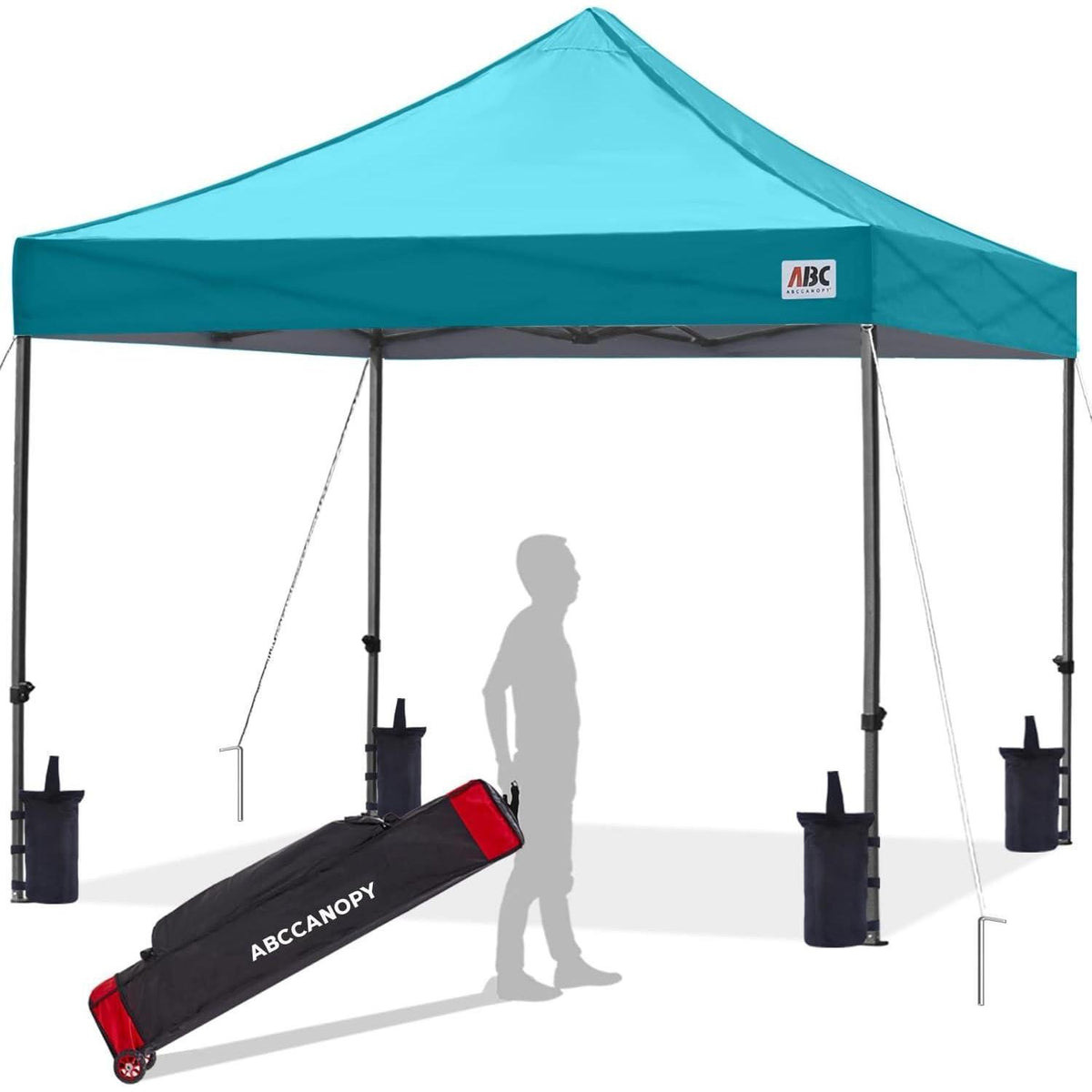 Pop-Up Pavillon wasserdicht 2,5x2,5m Türkis mit Rollentasche